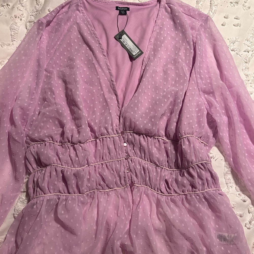 Sheer Lavender Long Sleeve Blouse